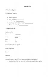 English Worksheet: initial exam