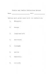 English Worksheet: Prefix and Suffix Review