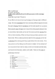 English Worksheet: Morning Message Synonyms