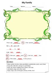 English Worksheet: My family