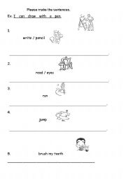 English worksheet: can