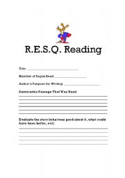 English Worksheet: R.E.S.Q Reading