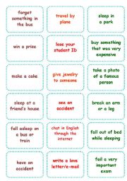 English Worksheet: PRESENT PERFECT / SIMPLE PAST  CONVERSATION CARDS (Fully Editable!)