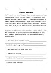 English Worksheet: This is a bedroom