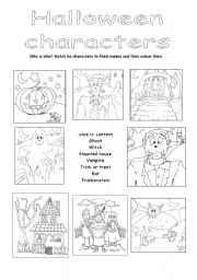 English Worksheet: Halloween characters
