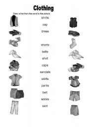 English Worksheet: clothing