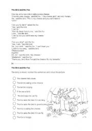 English Worksheet: The Bird and the Fox