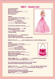 English Worksheet: Barbie Girl Song by Aqua