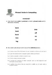 English worksheet: Computing - phrasal verbs