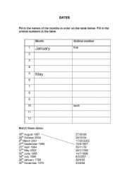 English worksheet: DATES