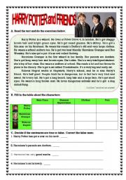 English Worksheet: Harry Potter and Friends