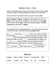 English Worksheet: Mahtabs story - verb worksheet
