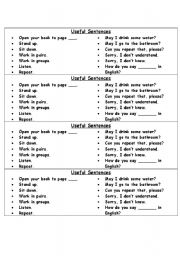 English Worksheet: Useful Sentences for the Classroom!