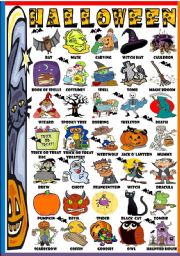 HALLOWEEN- PICTURE DICTIONARY (B&W VERSION INCLUDED)