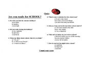 English worksheet: Are you ready to school?