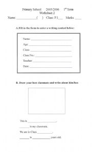 English Worksheet: Apply a writing contest and write about your best friend