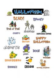 English Worksheet: Halloween vocabulary & exercise