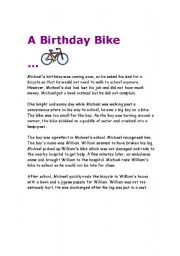 English Worksheet: The birtday Bike