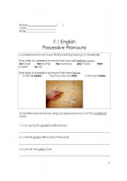 English Worksheet: Possessive pronouns worksheet