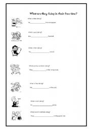 English worksheet: What are they doing in their free time?