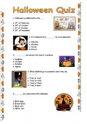 English Worksheet: halloween quiz
