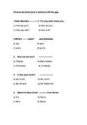 English worksheet: level test