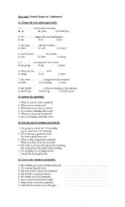 English worksheet: PRESENT SIMPLE OR CONTINUOUS