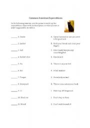 English Worksheet: Common American Superstitions