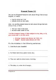 English worksheet: Present Tense 1