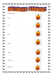 English Worksheet: Halloween pumpkin