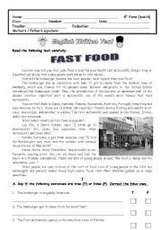 test about fast food