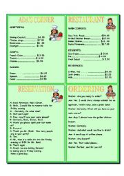 RESTAURANT ROLEPLAY AND ACTIVITY WORKSHEETS
