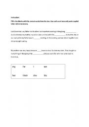 English worksheet: Possessives  Adjective Worksheet ( Basic )