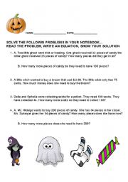 English Worksheet: spooky halloween problems