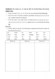 English worksheet: Phonetics: Present Simple 3rd person pronunciation