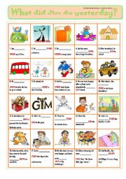 English Worksheet: WHAT DID JIM DO YESTERDAY? - PiCtUrE sToRy!