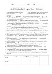 English Worksheet: age of gods