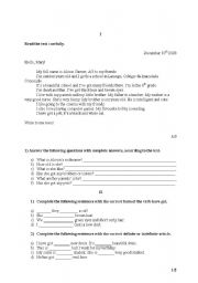 English worksheet: English test 1/2