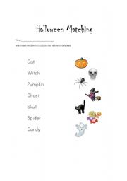 English Worksheet: Halloween matching