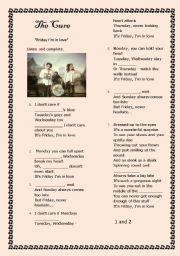 English Worksheet: Friday Im in love - The Cure (song - gap filling)