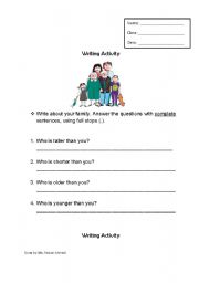 English worksheet: Family worksheets 