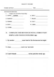 English Worksheet: examen 