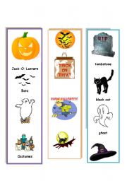 English Worksheet: Halloween Bookmarks