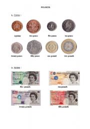 English Worksheet: The pound. Coins and notes
