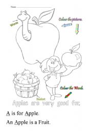 English Worksheet: A is for apple
