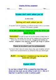Creative Writing - Dreams dont work unless you do