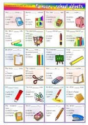 To have + school objects  vocabulary and grammar activity *editable