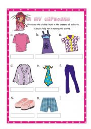 English Worksheet: Cloths