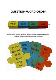 QUESTION WORD ORDER (game or tool) 4 pages