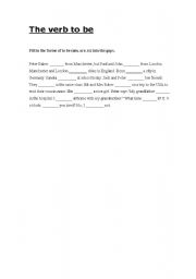 English Worksheet: Verb to be